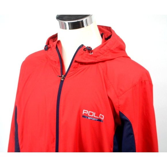 POLO SPORT PERFORMANCE‎ Vintage Men's Hooded Windbreaker SIZE XL Red - Picture 1 of 7